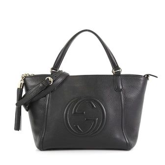 Gucci Soho Convertible Top Handle Bag Leather Small Black 430171