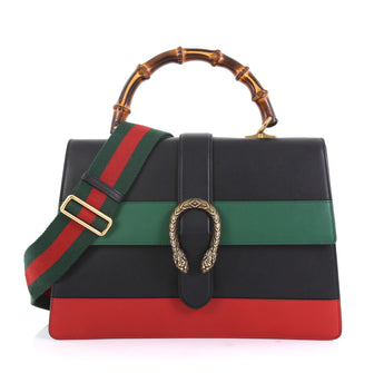 Gucci Dionysus Bamboo Top Handle Bag Colorblock Leather Large Black 430191