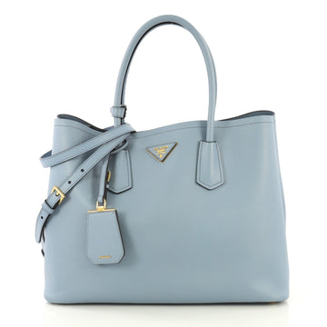 Prada Cuir Double Tote Saffiano Leather Medium Blue 430198