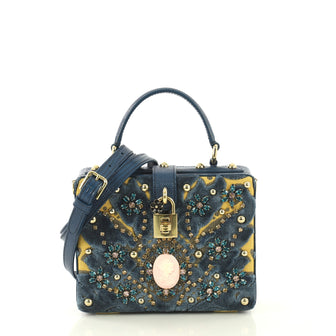 Dolce & Gabbana Model: Treasure Box Bag Embellished Fabric and Lizard Embossed Leather Small Blue 43039/1