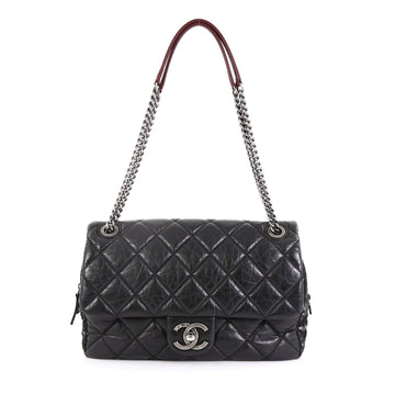 Chanel Portobello Flap Bag Quilted Aged Calfskin with Tweed Jumbo