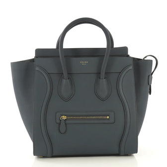 Celine Model: Luggage Handbag Grainy Leather Mini Blue 43054/1