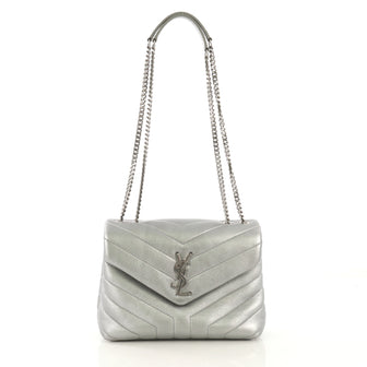 Saint Laurent Model: LouLou Shoulder Bag Matelasse Chevron Leather Small Gray 43056/1