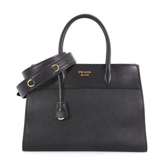 Prada Paradigme Bag Saffiano Leather with City Calfskin Medium Black 430581