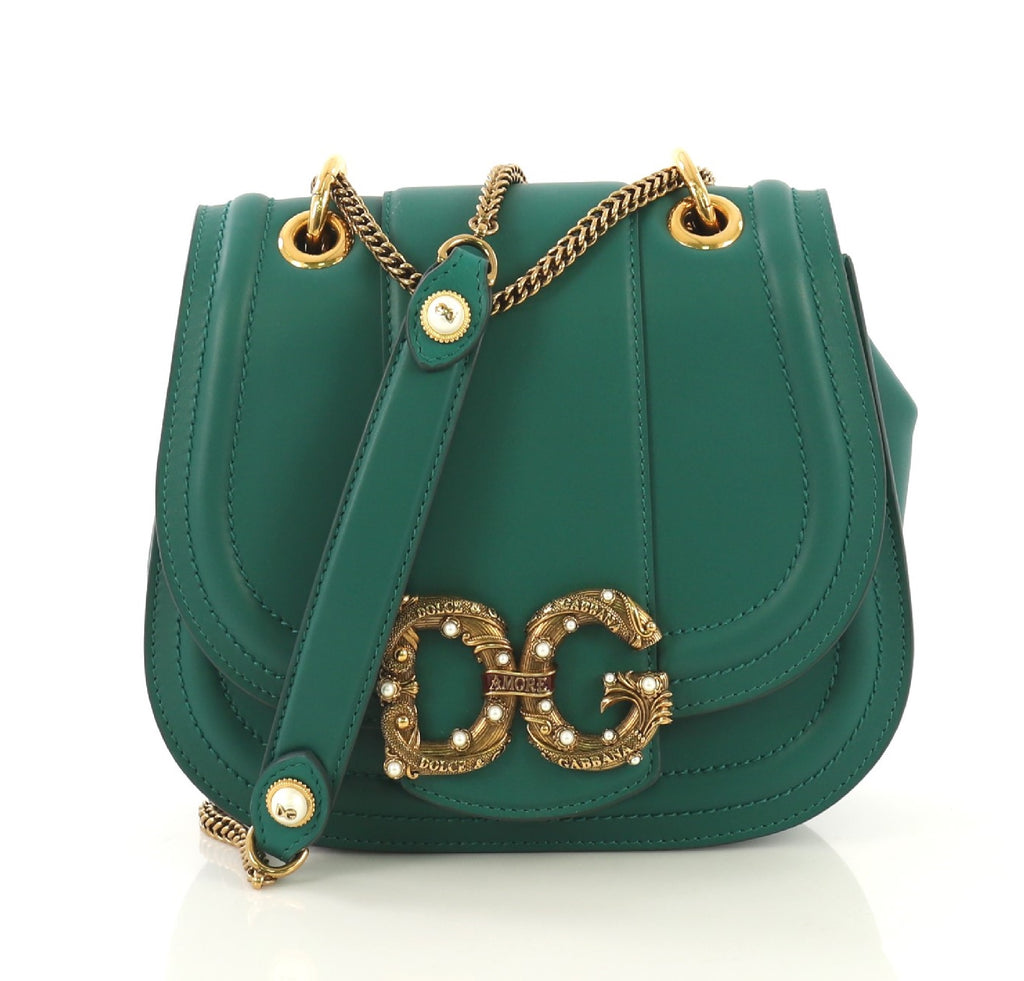 Dolce & Gabbana Green Leather DG Amore Top Handle Bag Dolce & Gabbana