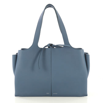 Celine Tri-Fold Shoulder Bag Grained Calfskin Medium Blue 4306901