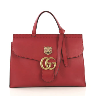 Gucci GG Marmont Animalier Top Handle Bag Leather Medium 43073/2