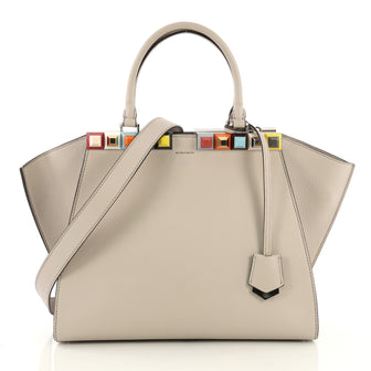 Fendi Petite 3Jours Bag Studded Leather Gray 430781