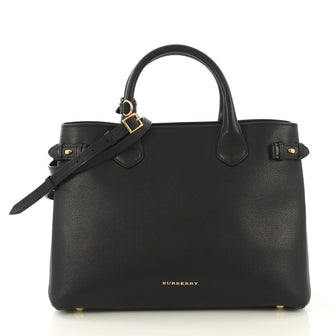 Burberry Model: Banner Convertible Tote Leather with Python Medium Black 43079/1