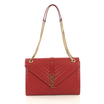 Saint Laurent Classic Monogram Envelope Satchel Matelasse Chevron Leather Large 430974