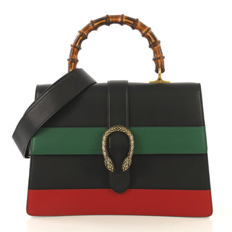 Gucci Dionysus Bamboo Top Handle Bag Colorblock Leather Large Black 430978