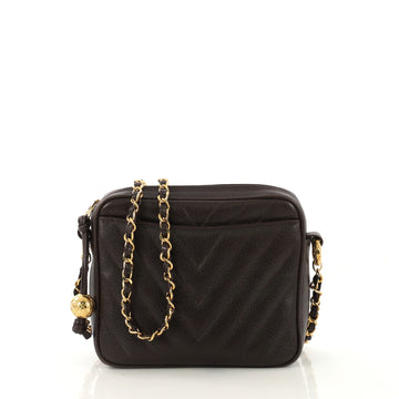 Chanel Vintage Pocket Camera Bag Chevron Caviar Small