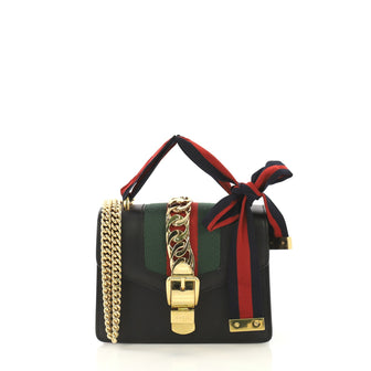 Gucci Model: Sylvie Chain Shoulder Bag Leather Mini Black 43105/1