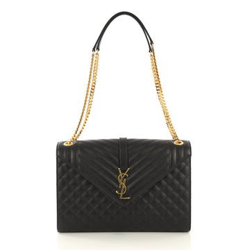 Saint Laurent Model: Classic Monogram Envelope Satchel Quilted Leather Large Black 43114/1