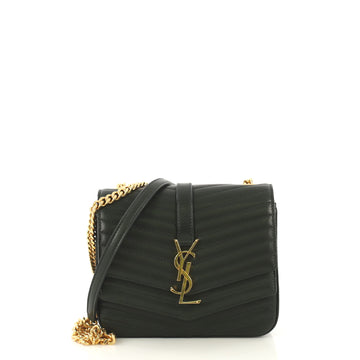 Saint Laurent Model: Sulpice Flap Bag Matelasse Chevron Leather Small Green 43137/1
