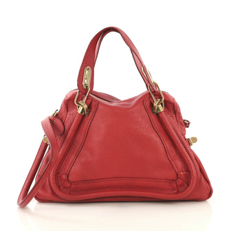 Chloe Paraty Top Handle Bag Leather Medium Red 4315602