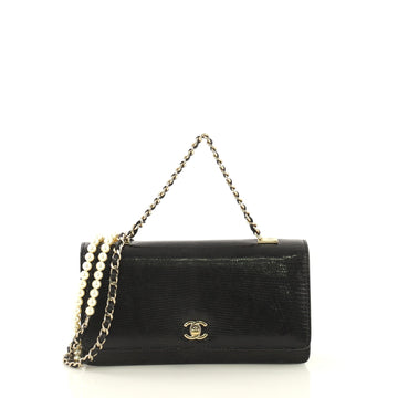 Chanel Fantasy Pearls Flap Bag Lizard Small Black 431601