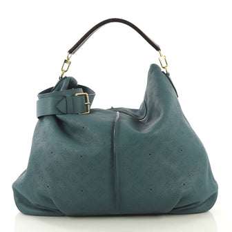 Louis Vuitton Selene Handbag Mahina Leather MM Blue 431651