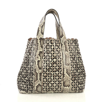 Alaia Side Snap Tote Laser Cut Python Large Neutral 431731
