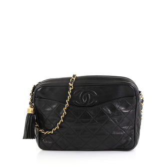Chanel Vintage Diamond CC Camera Bag Quilted Leather Medium Black 431801