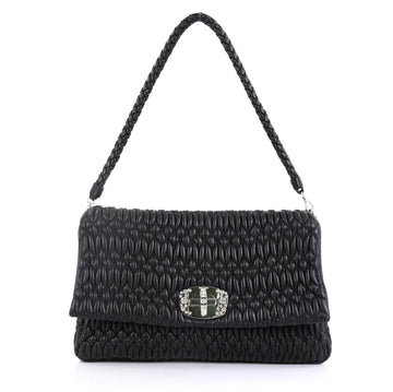 Miu Miu Crystal Clutch Matelasse Leather Large Black 431943