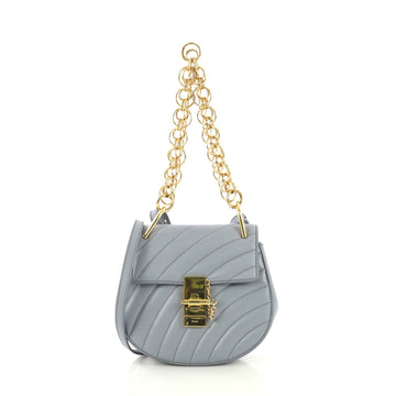 Chloe Drew Bijou Crossbody Bag Quilted Leather Mini Blue 431981