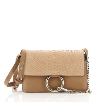 Chloe Faye Shoulder Bag Leather and Python Small Neutral 432041
