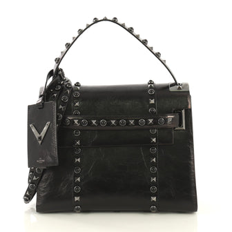 Valentino My Rockstud Rolling Satchel Leather with Cabochons Small