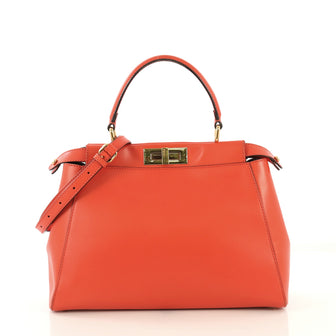 Fendi Peekaboo Bag Leather Regular Orange 432081
