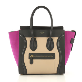 Celine Tricolor Luggage Handbag Leather Micro Gray 4320828