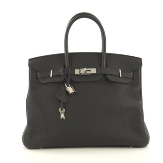 Hermes Birkin Handbag Black Togo with Palladium Hardware 35 Black 4320834