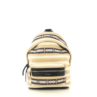 Saint Laurent City Backpack Embroidered Canvas Toy Black 432083