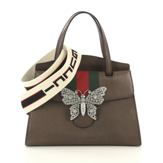 Gucci Totem Top Handle Bag Leather Medium Brown 4320841