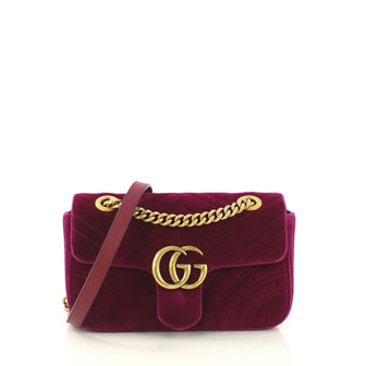 Gucci GG Marmont Flap Bag Matelasse Velvet Mini Purple 4320866