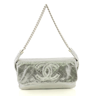 Chanel Rodeo Drive Flap Bag Perforated Leather Medium Silver 432086
