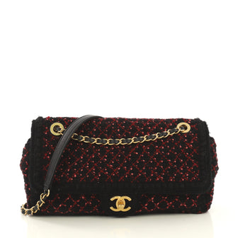 Chanel CC Chain Flap Bag Knit Fabric Medium Black 4320876