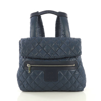 Chanel Coco Cocoon Flap Backpack Quilted Nylon Blue 4320877
