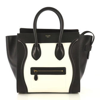 Celine Bicolor Luggage Handbag Leather Mini White 4320893