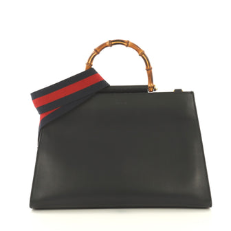 Gucci Nymphaea Top Handle Bag Leather Medium Black 4320895