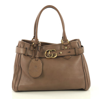 Gucci GG Running Tote Leather Medium Brown 432101