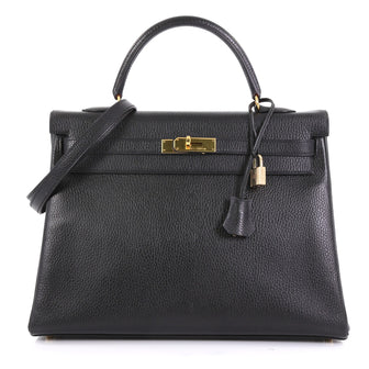 Hermes Kelly Handbag Black Ardennes with Gold Hardware 35 Black 4322910