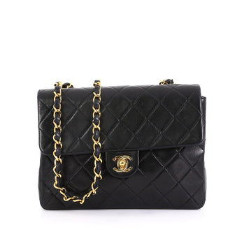Chanel Vintage Square Classic Flap Bag Quilted Lambskin Small Black 4322917