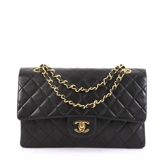 Chanel Vintage Classic Double Flap Bag Quilted Lambskin Medium Black 4322920