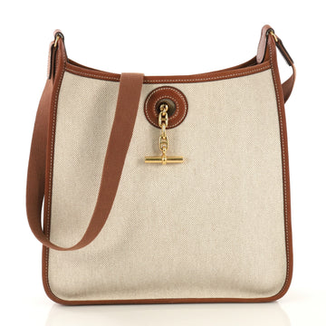 Hermes Vespa Handbag Toile and Leather PM Brown 4322923