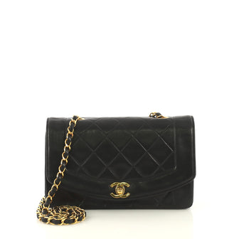 Chanel Vintage Diana Flap Bag Quilted Lambskin Small Black 432293