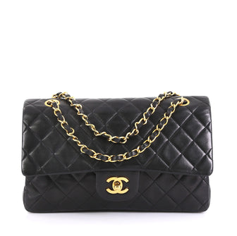 Chanel Vintage Classic Double Flap Bag Quilted Lambskin Medium Black 432294