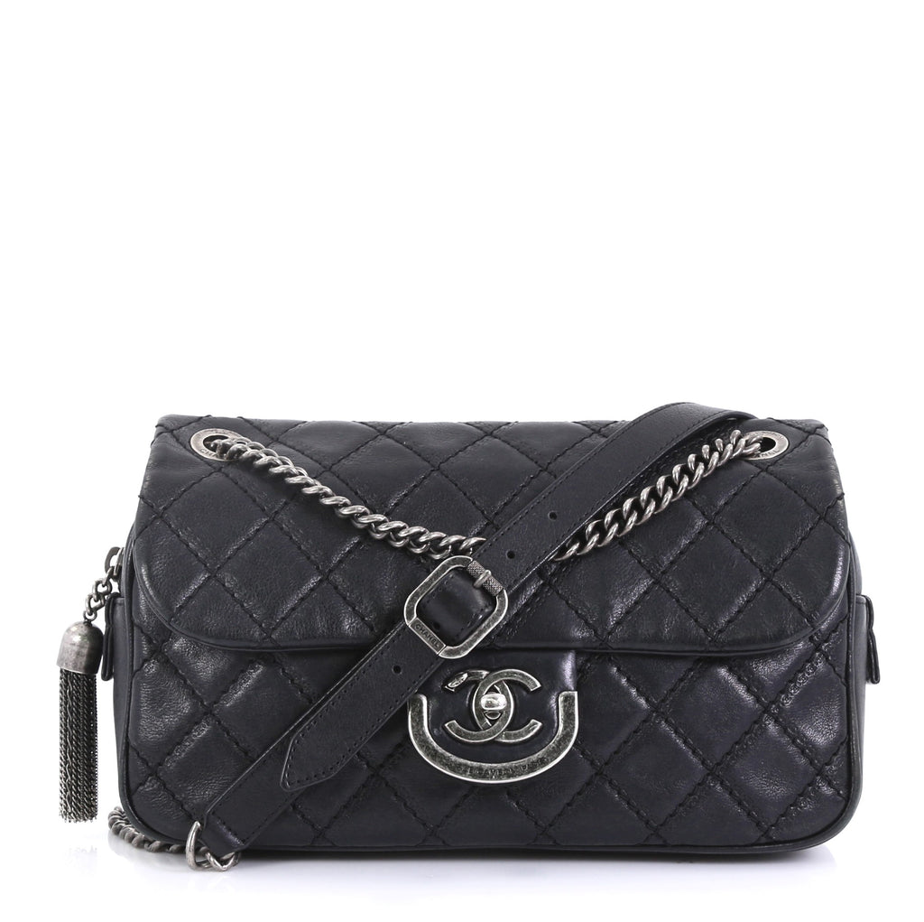 Chanel Black Quilted Calfskin Paris Edinburgh Coco Sporran Jumbo Flap Bag - Handbag | Pre-owned & Certified | used Second Hand | Unisex