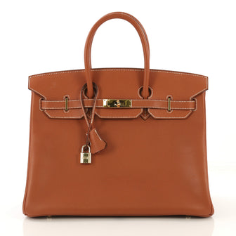 Hermes Birkin Handbag Brown Epsom with Gold Hardware 35 Brown 432298
