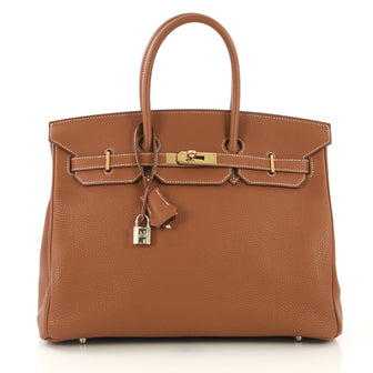 Hermes Birkin Handbag Brown Togo with Gold Hardware 35 Brown 432299