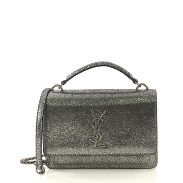 Saint Laurent Sunset Top Handle Chain Wallet Leather Metallic 432321